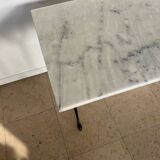 White marble bistro table, cast iron legs