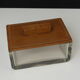Vintage glass box with tawny leather lid