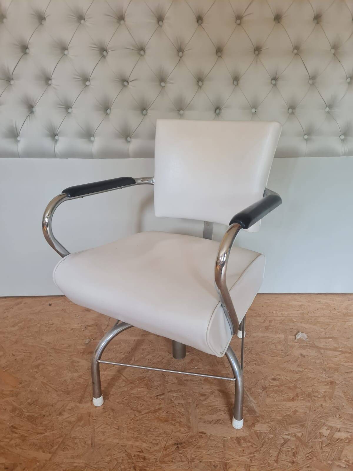 White Vinyl Salon Chair 1960's, USA