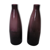 Purple glass vase duo