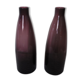 Purple glass vase duo