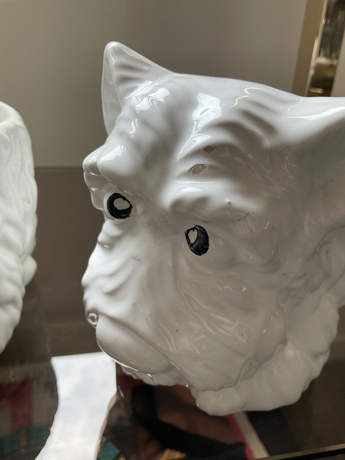 Duo of vintage pot pot dogs ceramic 70s-80s