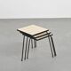 Set of 3 nesting tables in black lacquered metal, circa 1960