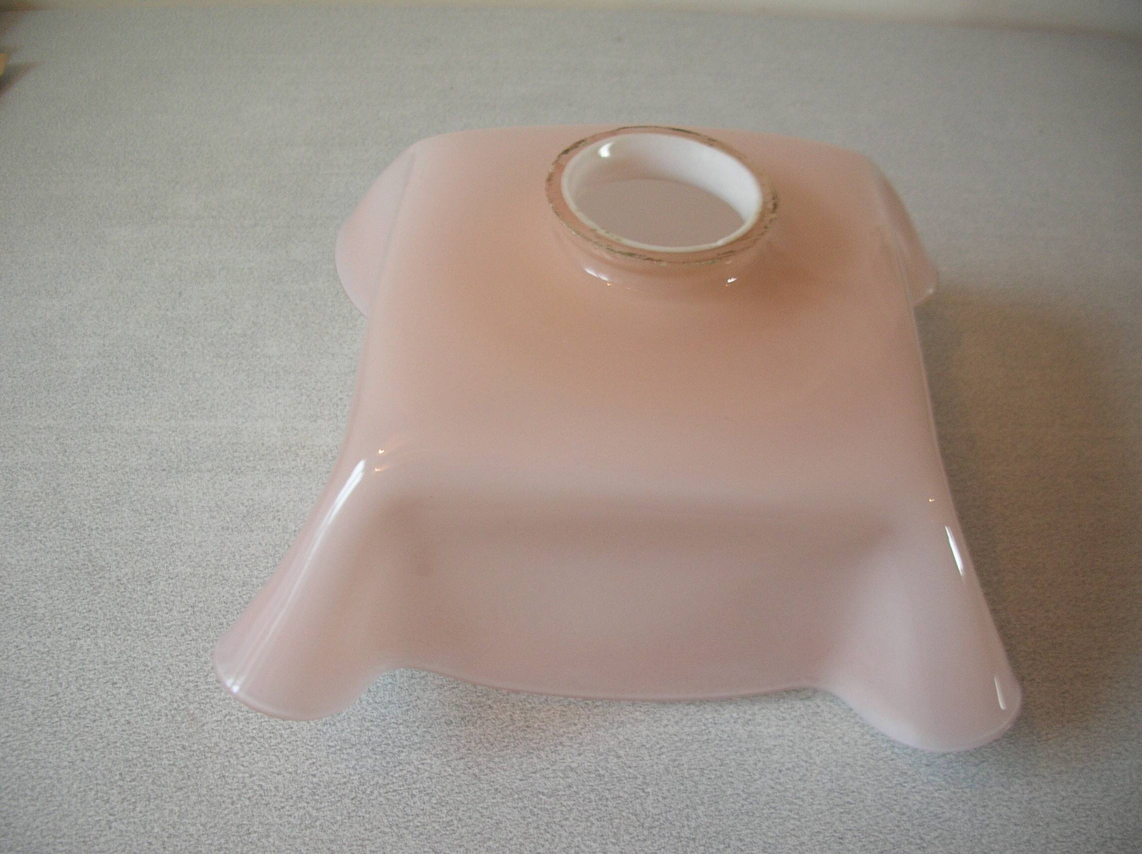 Old lampshade suspension ceiling light in pearl pink glass 26 cm vintage retro decoration