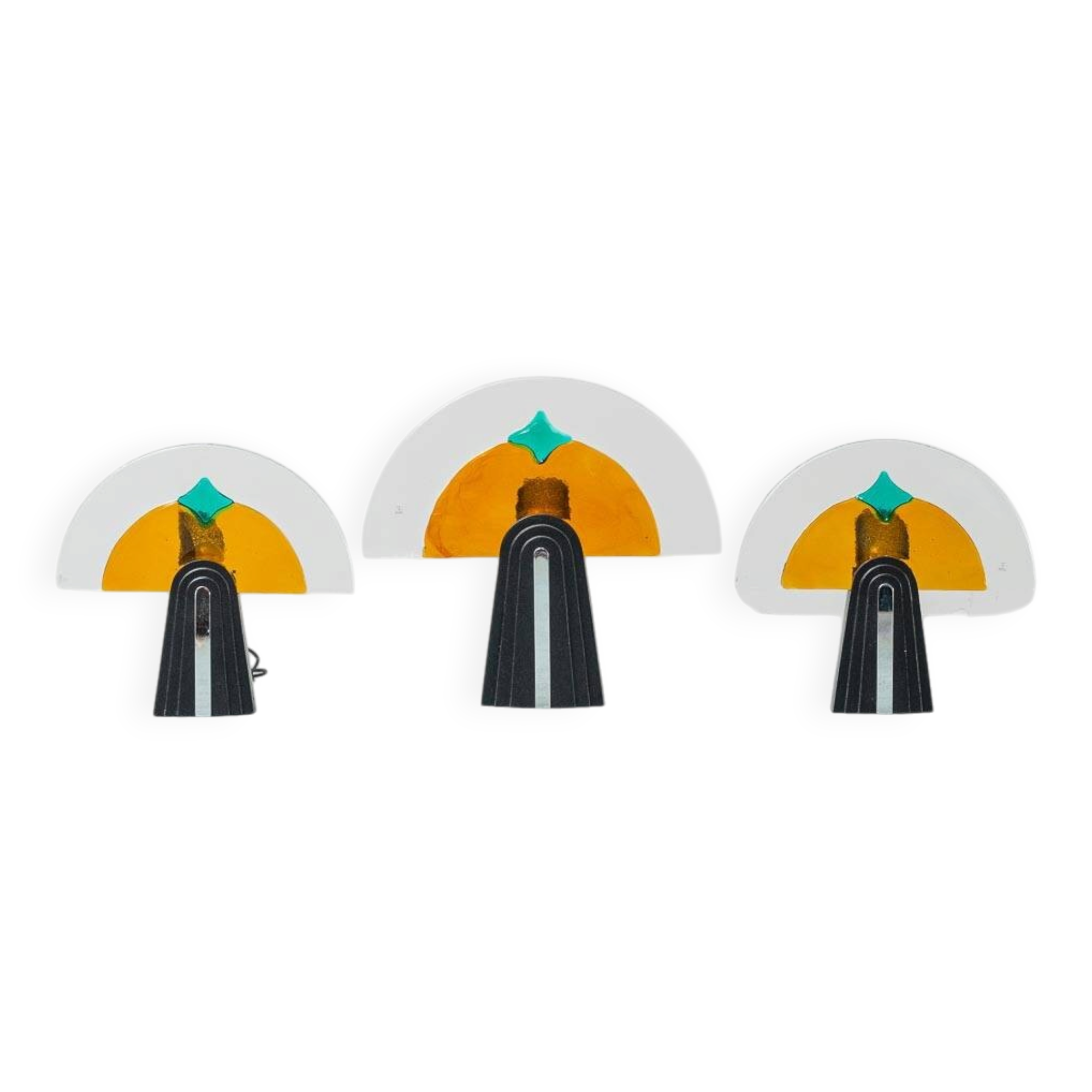 Set of 3 vintage Murano glass lamps by Gambarro & Poggi, 1980s design