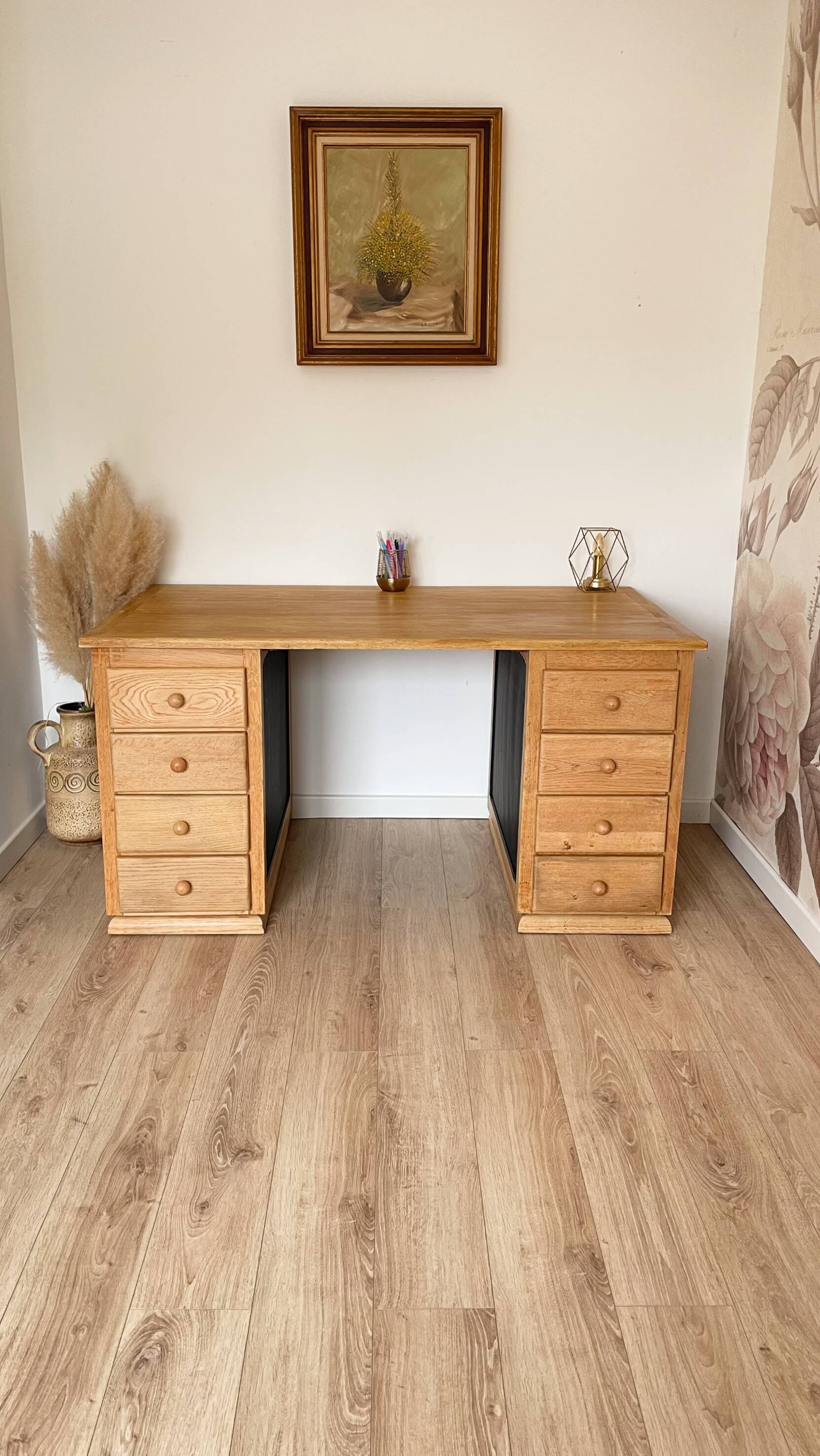 Large solid oak desk