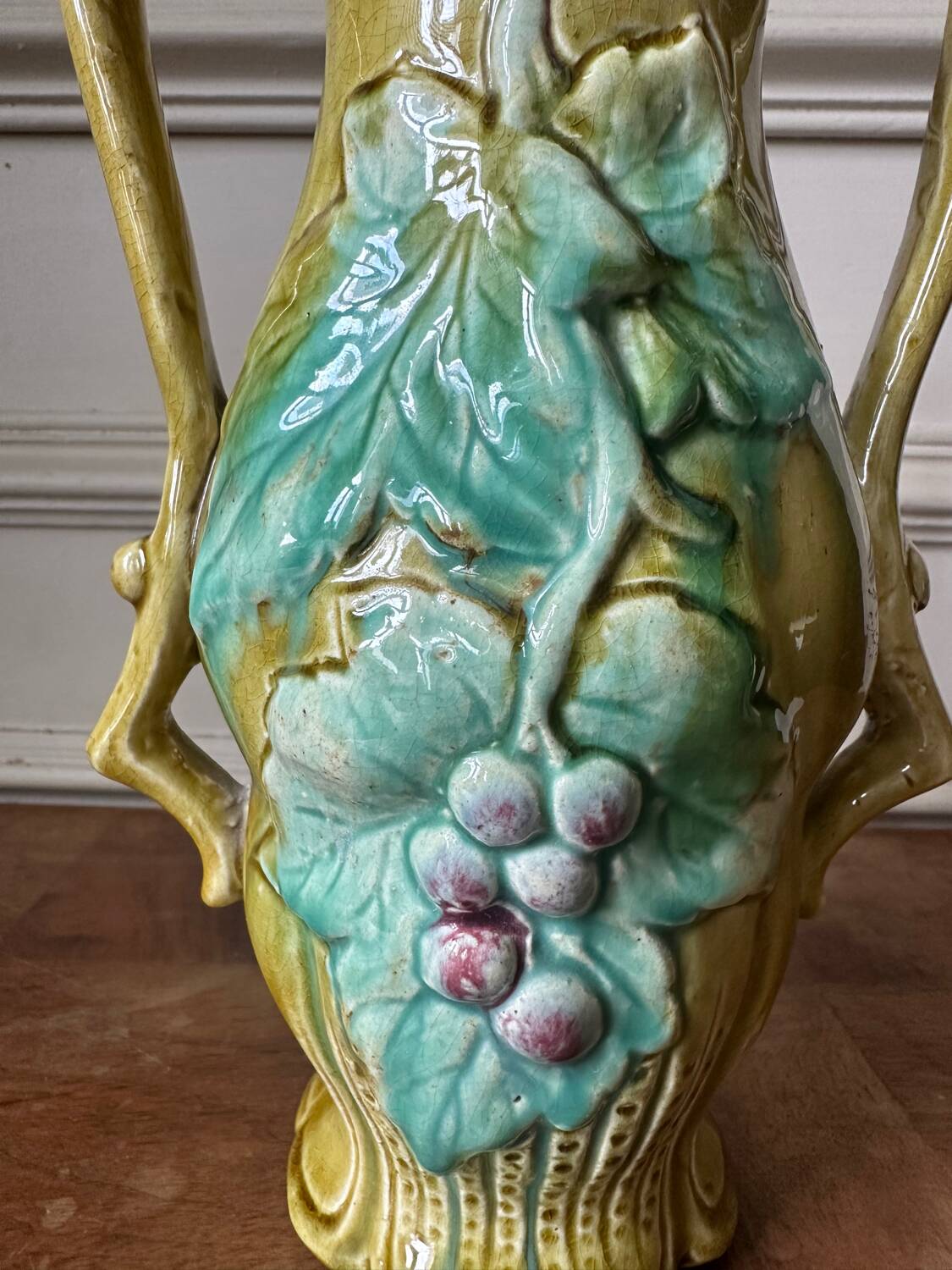 Art Nouveau vase in stamped slip