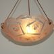 French Art Deco Stamped 1053 Pink Glass Plafonnier Hanging Light Pink Ropes