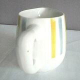 Ceramic water pot sarreguemines etoile patterns gray and yellow stripes service etoile