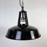 Industrial french black enamel pendant lamp from mazda, 1960s