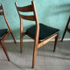 Set of six vintage scandinavian chairs. black faux leather seat, eros edition from around 1960.