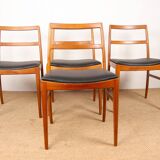 Suite de 4 chaises Danoises en Teck et cuir neuf modèle 430 par Arne Vodder