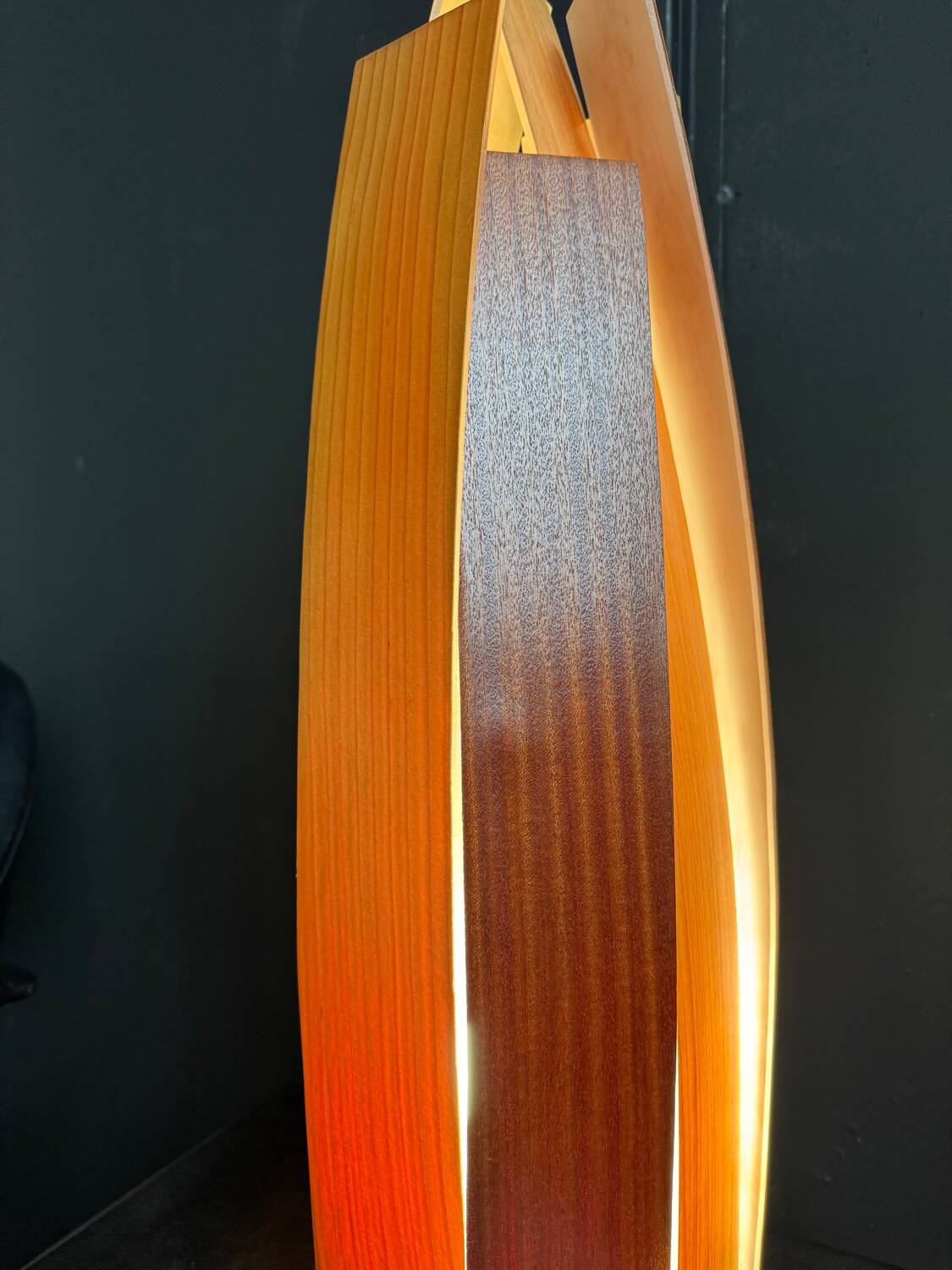 Wood slat lamp in Scandinavian style