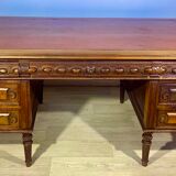 Renaissance style desk in solid oak, richly carved