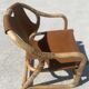 Mid-century bamboo and leather safari armchair, Denmark, 1960s
