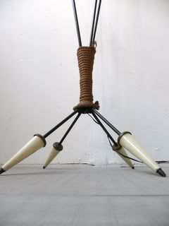Floor lamp quafripode rope and plastic 50s vintage rockabilly floor lamp