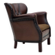 Fauteuil danois des années 1930, cuir marron, velours.