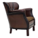 Fauteuil danois des années 1930, cuir marron, velours.