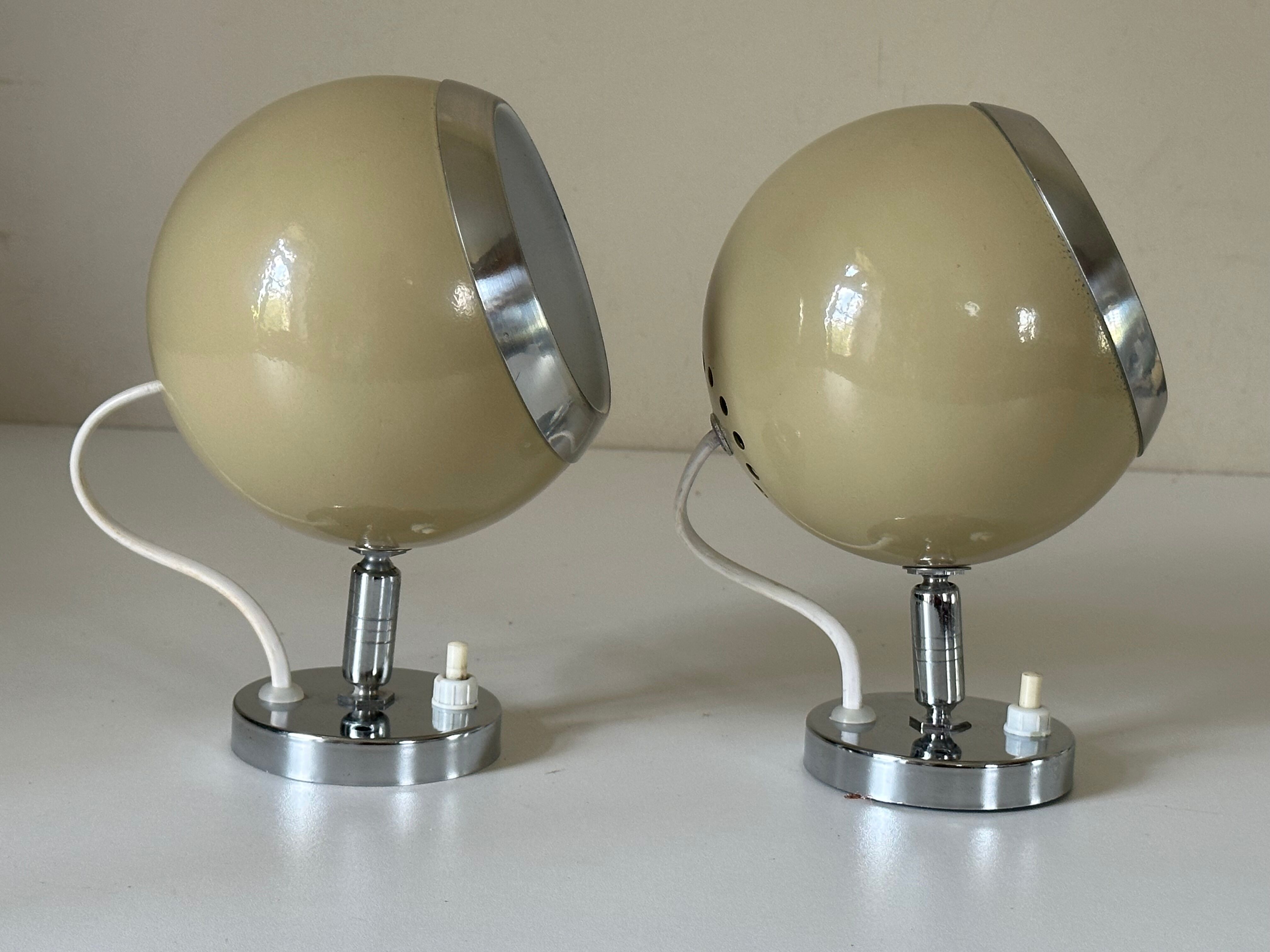 Pair wall lamp eyes ball vintage design 70 years