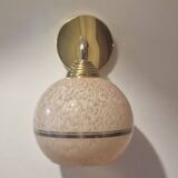 Art Deco wall light pink ball in Clichy glass with silver edging