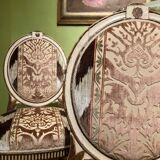 Chairs in Lacquer and Ikat Damask Upholstery, Set of 2