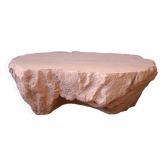Design coffee table with travertine rock effect — unique piece hand-sculpted.