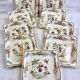 9 old square plates for cake, dessert, and aperitif from Longwy Moustier.