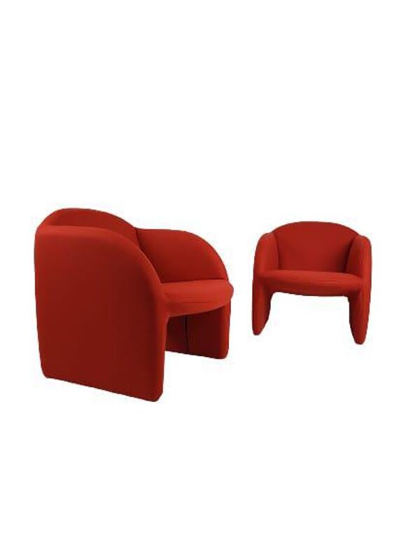 Ensemble de 2 fauteuils Artifort Ben en tissu rouge brique Ploeg