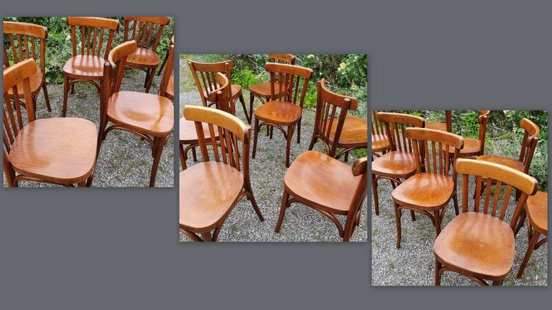 Lot 8 bistro chairs in curved wood