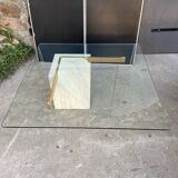 Italian travertine and glass coffee table from the 70s