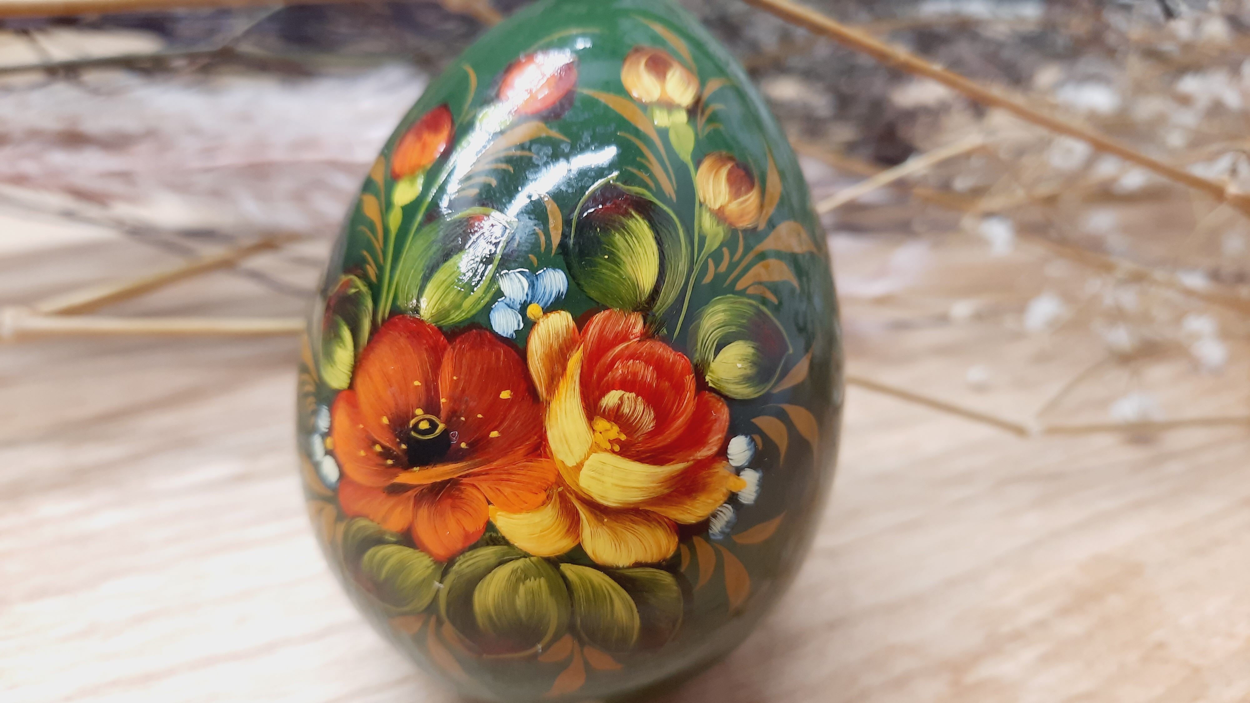 Painted wooden egg