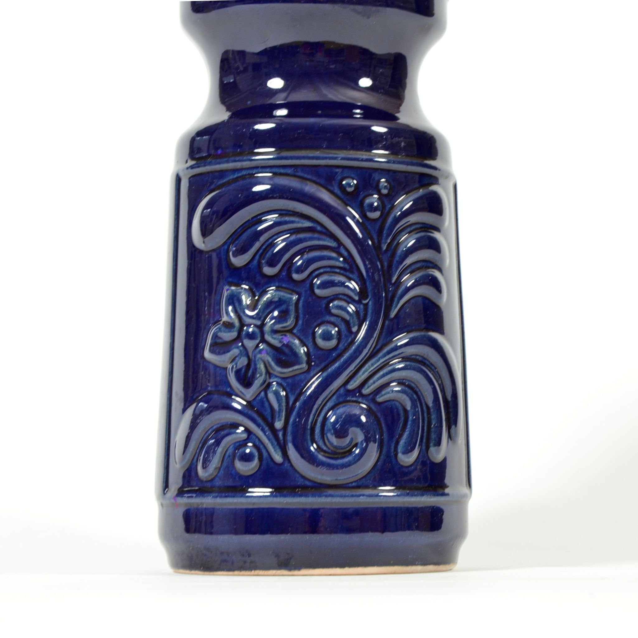 1960s blue pottery vase
