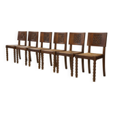 Set of 6 Charles Dudouyt chairs in oak from the 1950s.