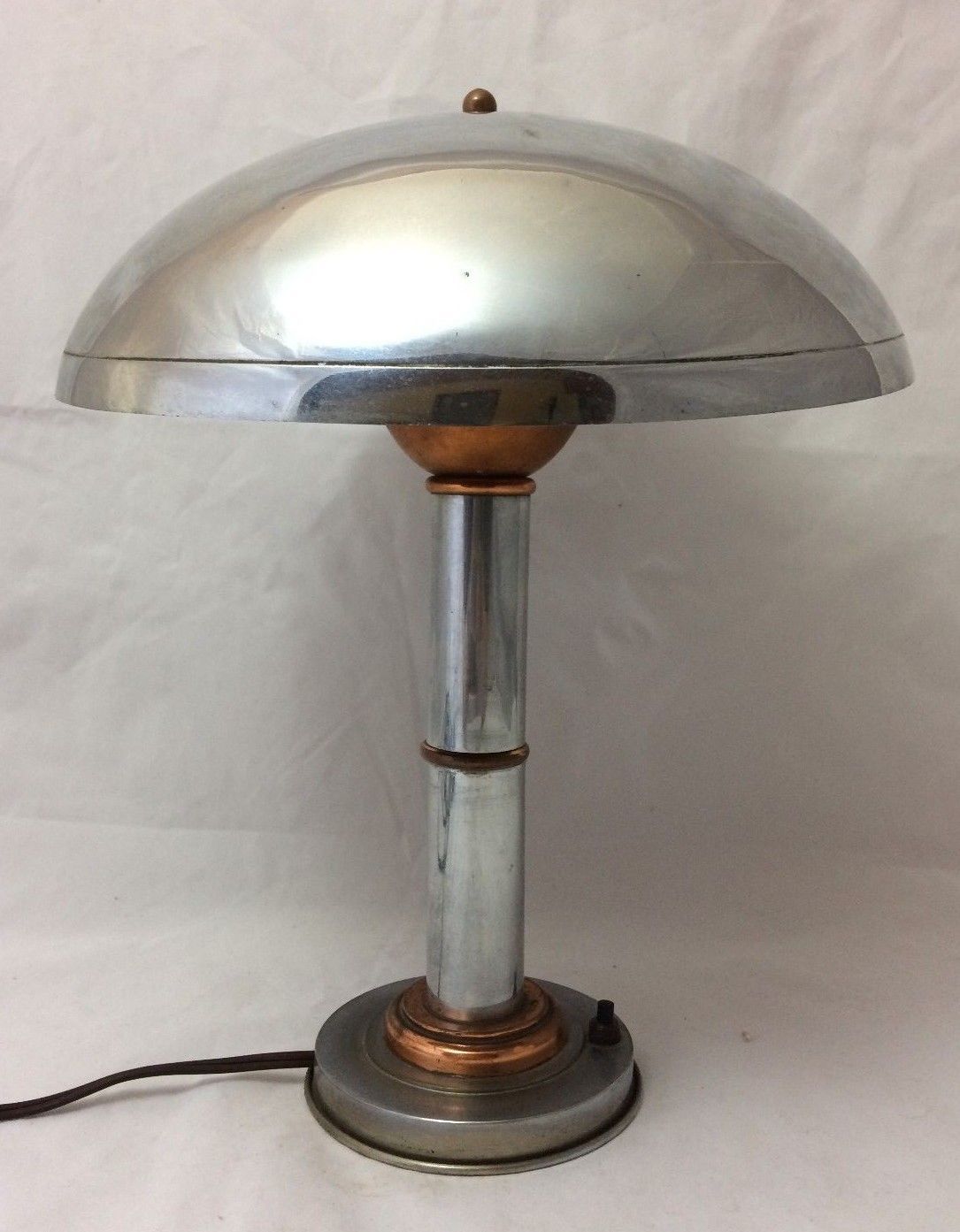 Lampe en chrome 1930 double patine art deco metal doré et cuivre