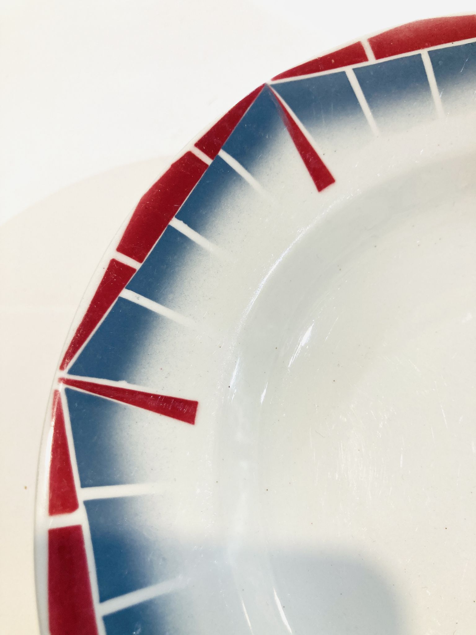 8 hollow plates ceranord st amand boulingrin pink and blue -vintage-kitchen-retro