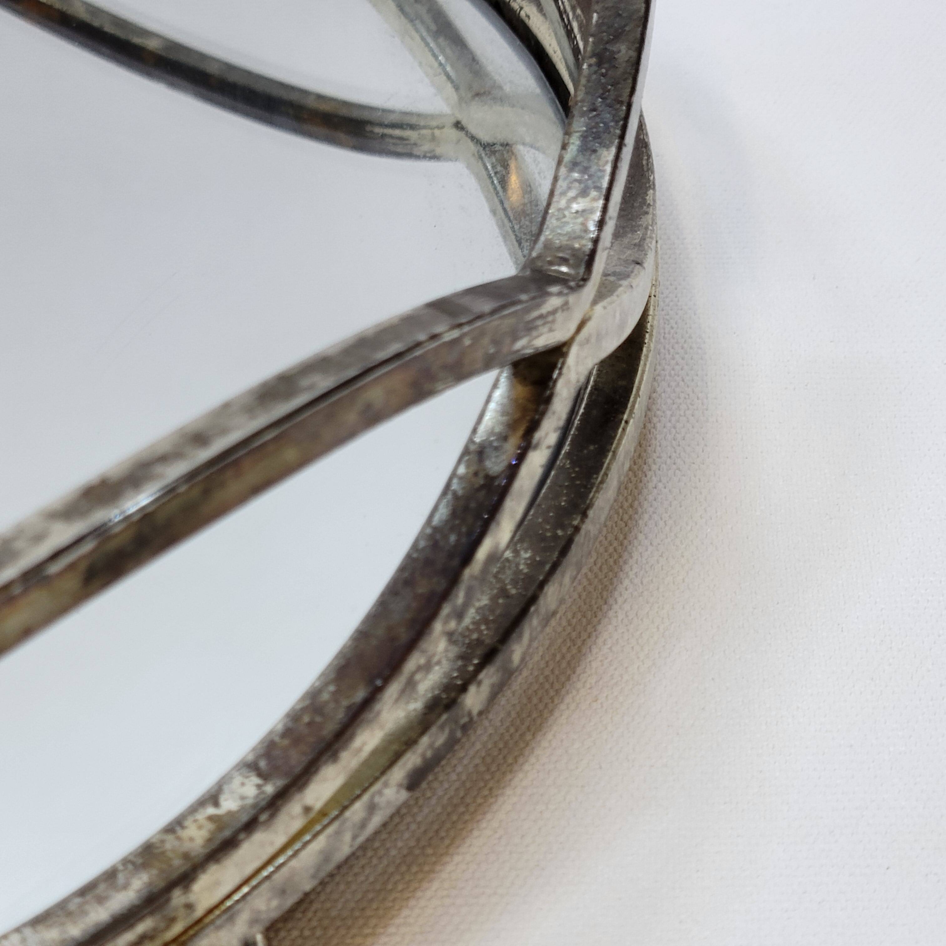 Round Tray In Silver Metal And Mirror