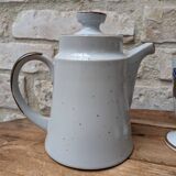 Old coffee service with 6 mazagrans and coffee pot with blue floral decoration