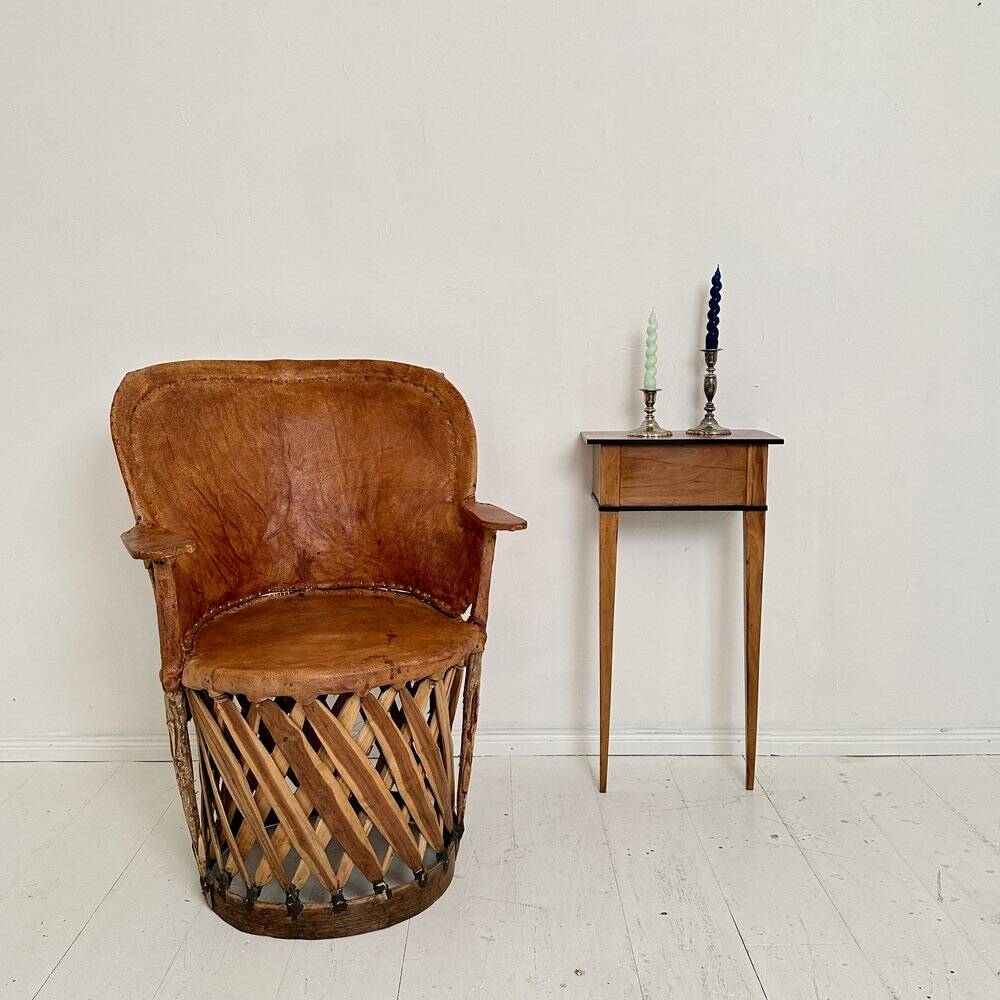 Mid-Century Modern Mexican Equipales Armchair in Leather and Wood, 1970
