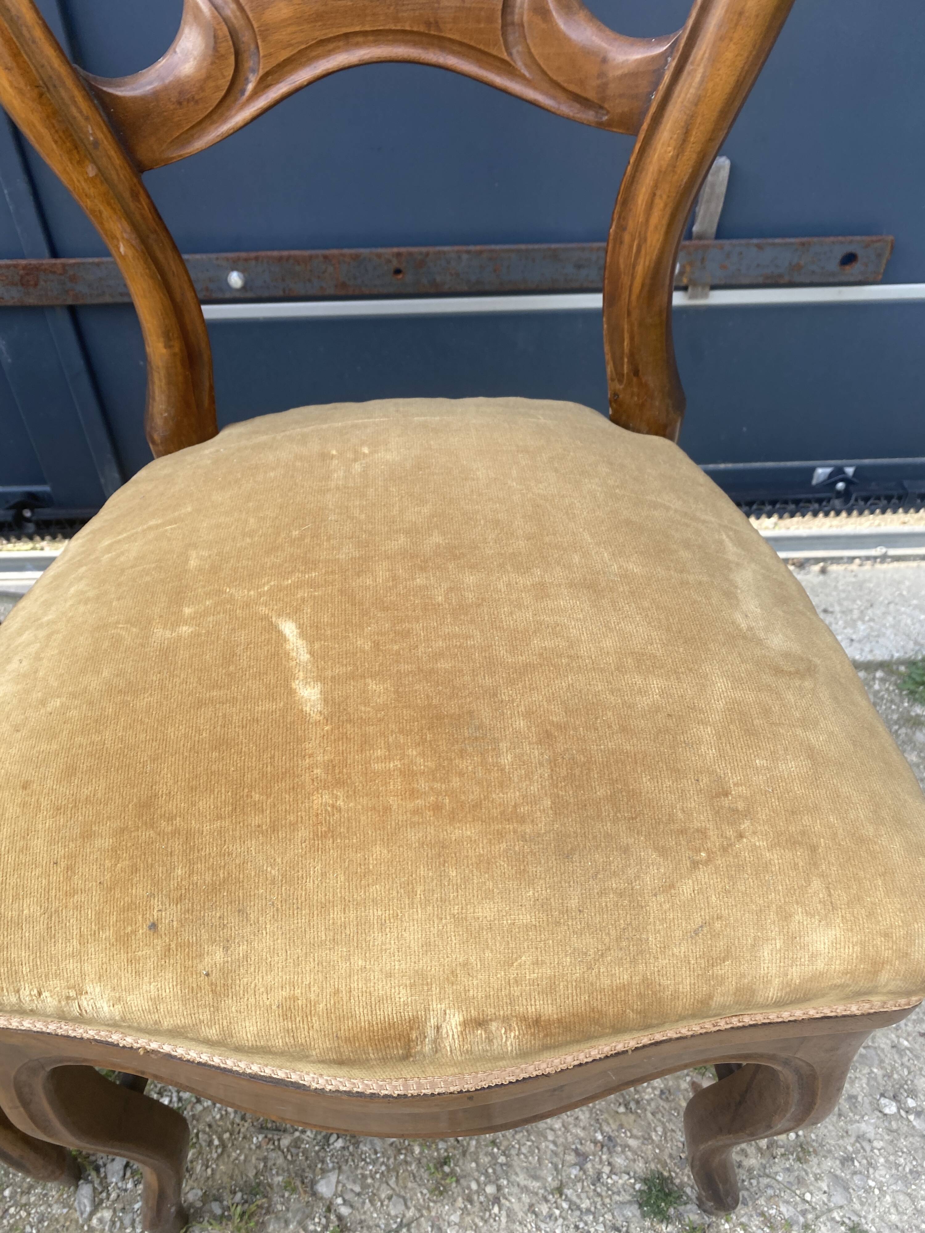 2 chaises velours jaunes