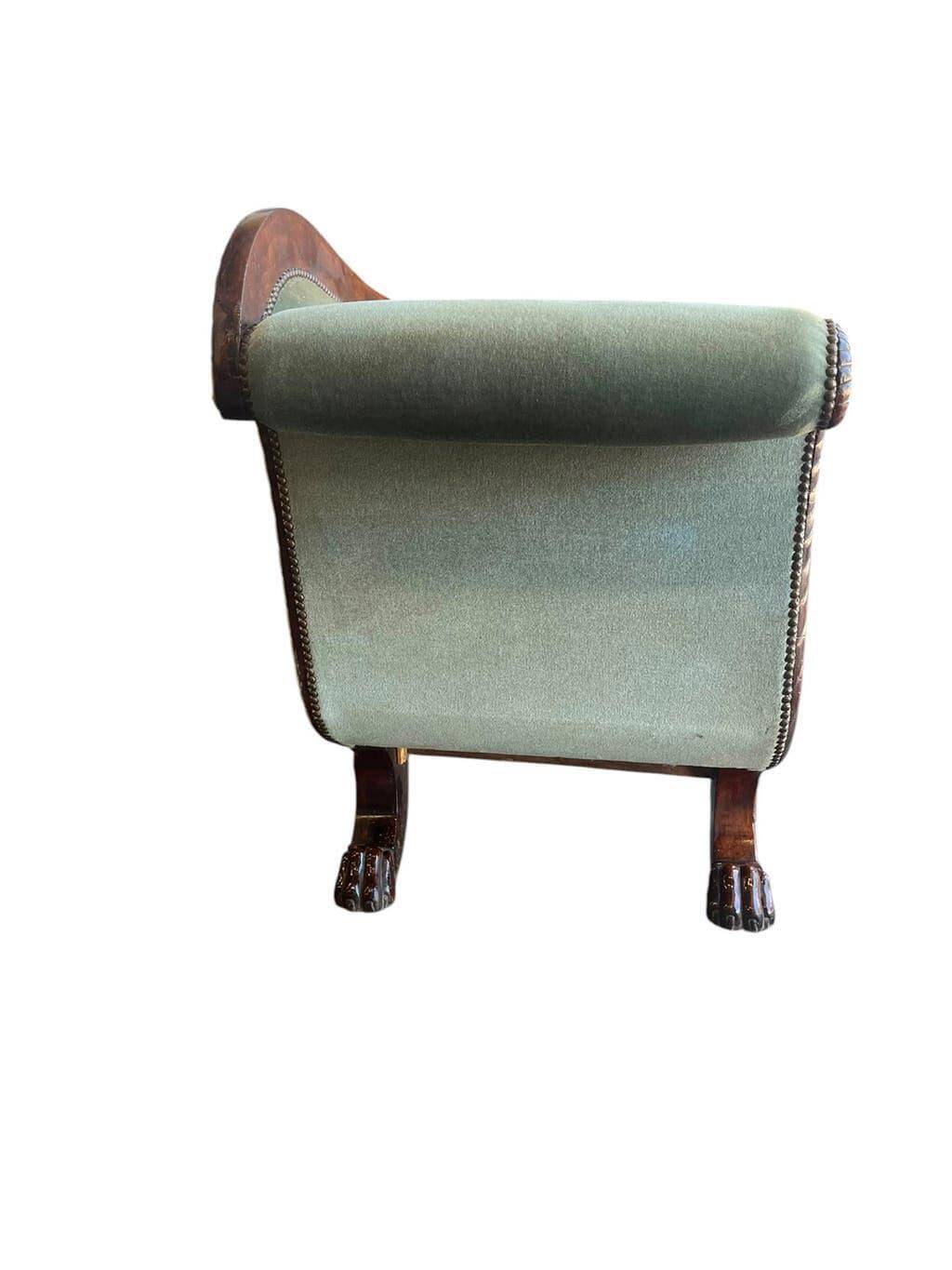 Fauteuil baroque vintage vert d'eau / Biedermeier / canapé