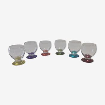 Suite of 6 multicolored blown glass glasses