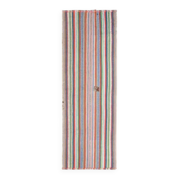Tapis coureur vintage turc Oushak fait à la main en laine et coton rose 77x224