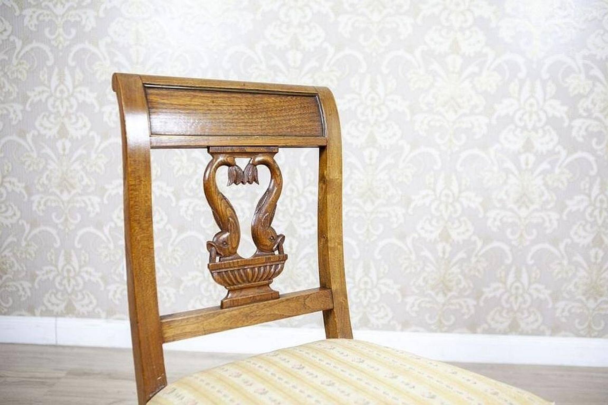 Set of 2 Ash Chairs in White Upholstery, 1950s