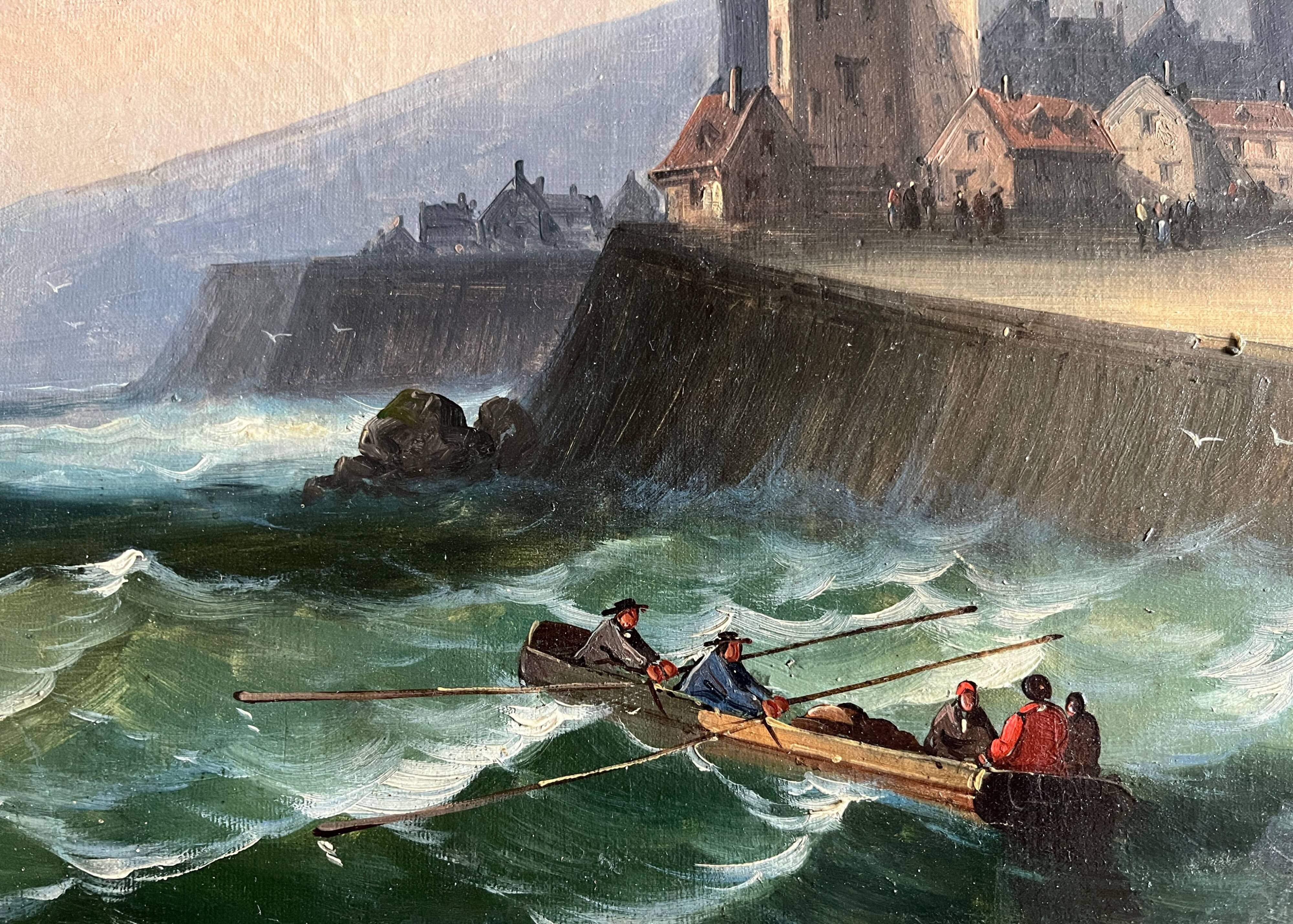 Tableau HST marine attributed to Charles Euphrasie Kuwasseg, 19th century.