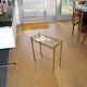 Vintage side table with brass and glass magazine rack