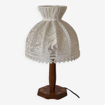 Vintage lace marquetry bedside lamp