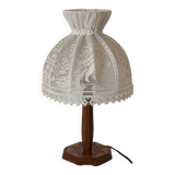 Vintage lace marquetry bedside lamp