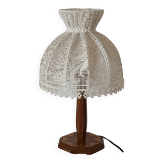 Vintage lace marquetry bedside lamp