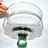 Cloche à fromage ancienne en verre soufflé vert - Globe vintage couvercle