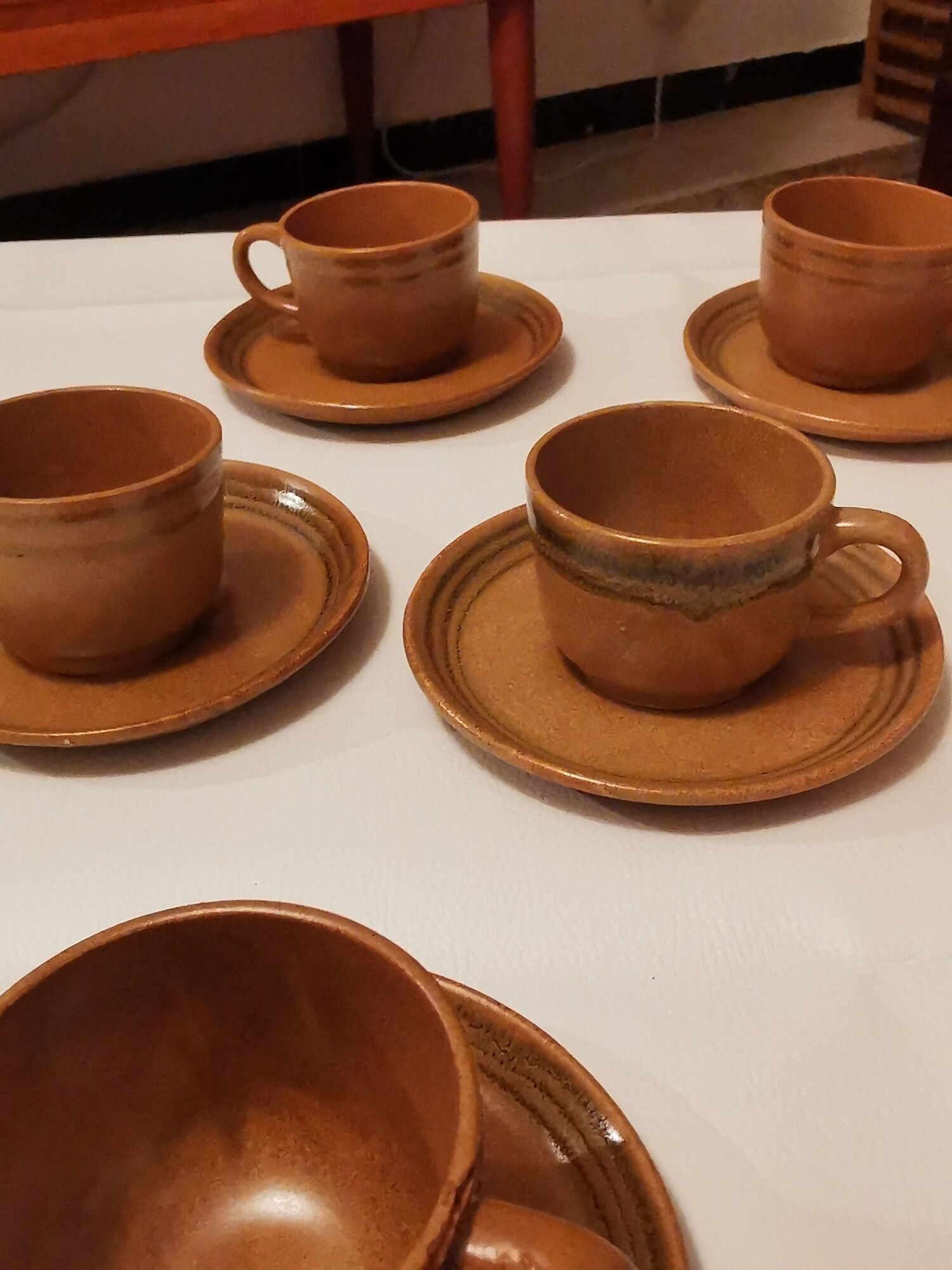 Coffee service or tea in Sarguemine sandstone from the 'Art Workshop of Lorraine'